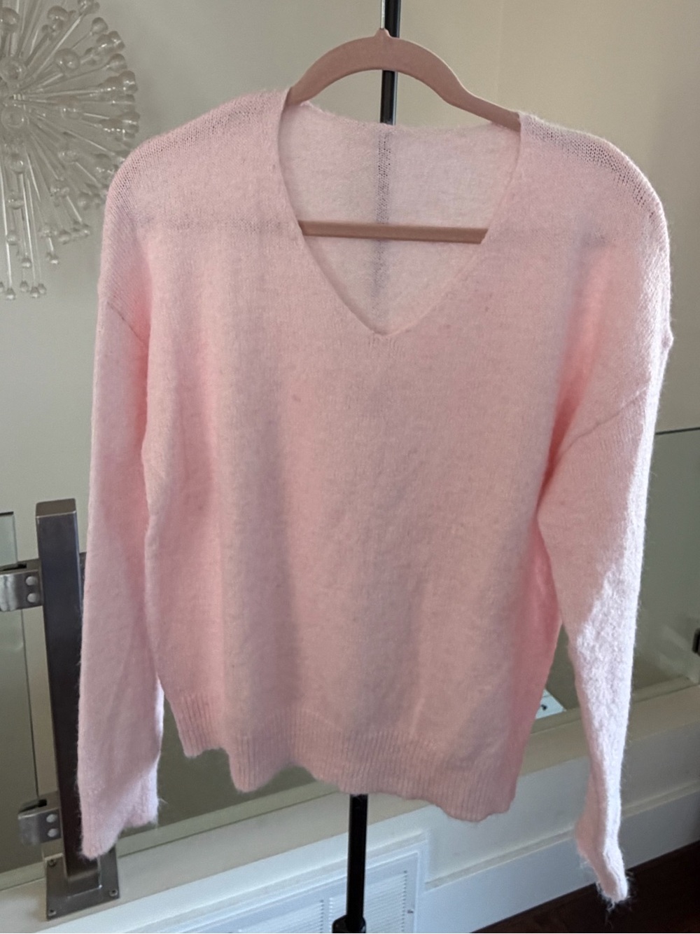 Soft Pink V-Neck Women's Sweater